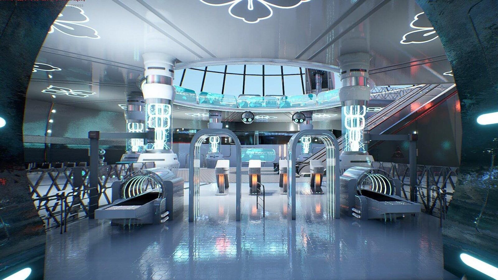 Spaceport virtual production standing set — angle 2 on the L.A. & ABQ Castle Studios stage