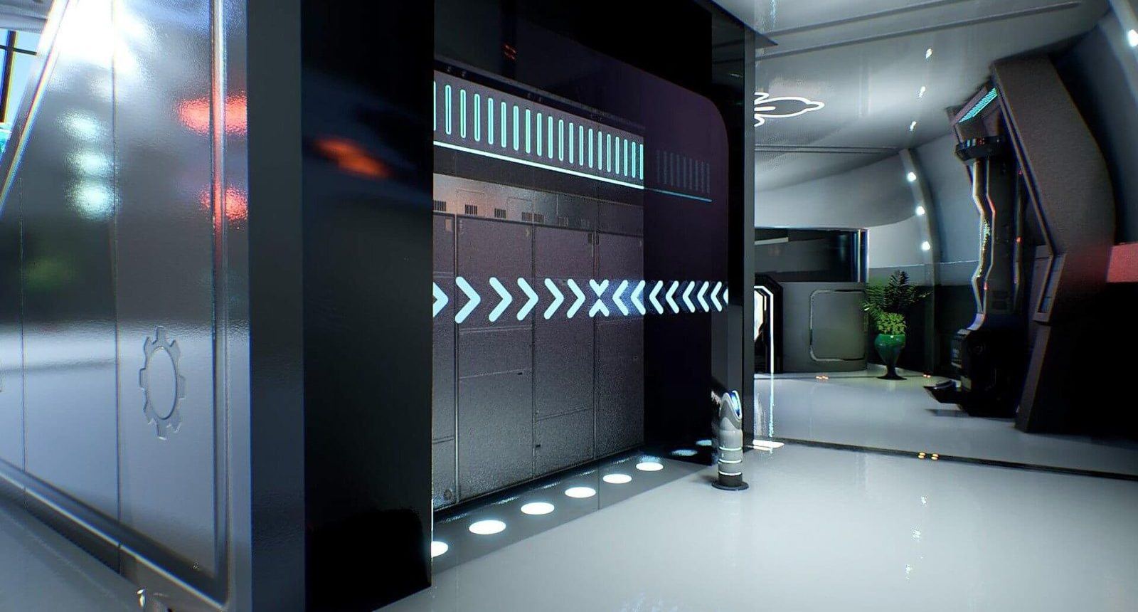 Spaceport virtual production standing set — angle 15 on the L.A. & ABQ Castle Studios stage