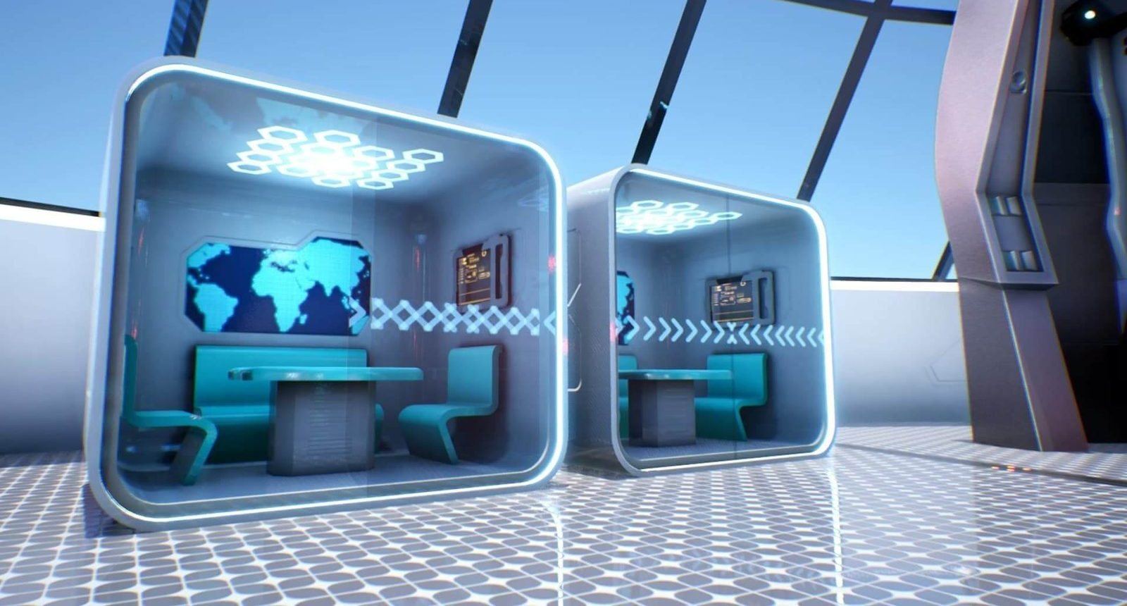 Spaceport virtual production standing set — angle 21 on the L.A. & ABQ Castle Studios stage