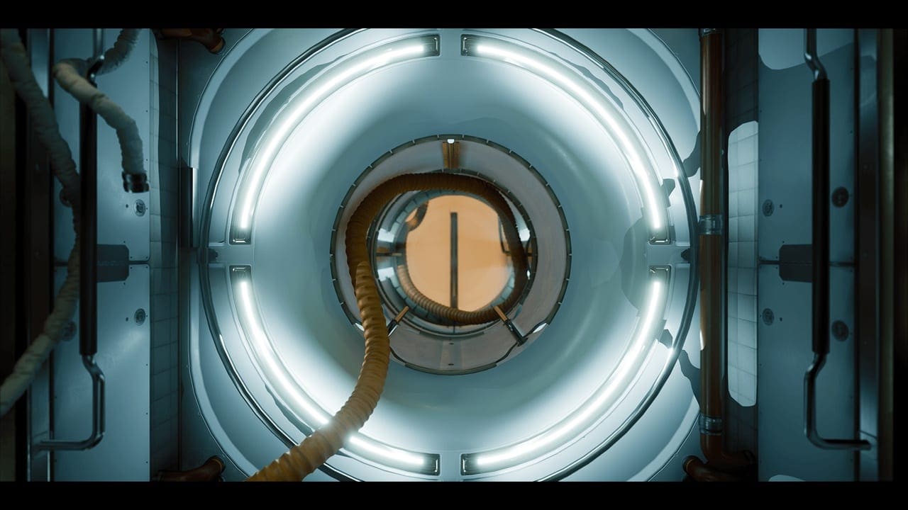 Spaceship Airlock virtual production standing set — angle 2 on the L.A. & ABQ Castle Studios stage