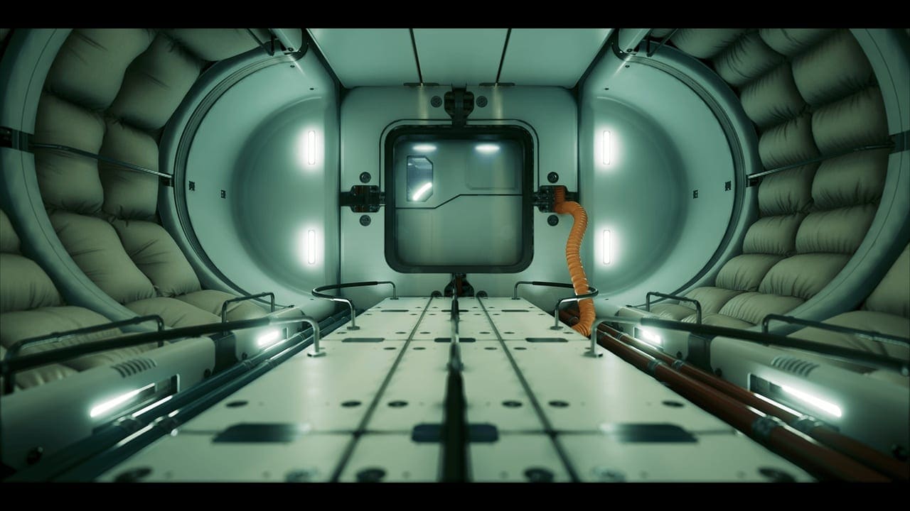 Spaceship Airlock virtual production standing set — angle 3 on the L.A. & ABQ Castle Studios stage