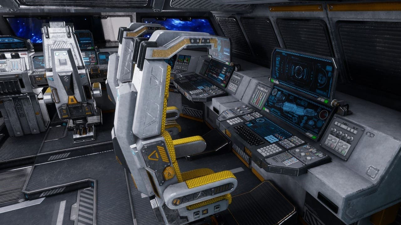 Spaceship Cockpit virtual production standing set — angle 3 on the L.A. & ABQ Castle Studios stage