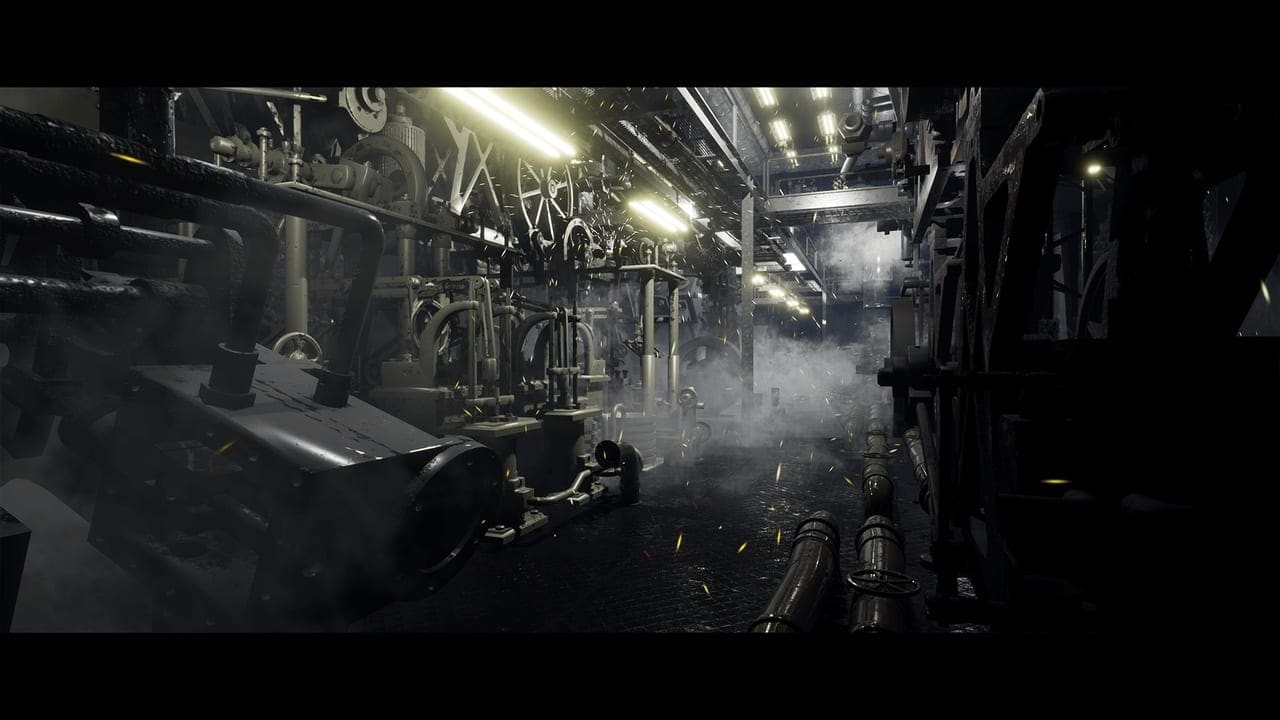 Spaceship Engine Room virtual production standing set — angle 5 on the L.A. & ABQ Castle Studios stage