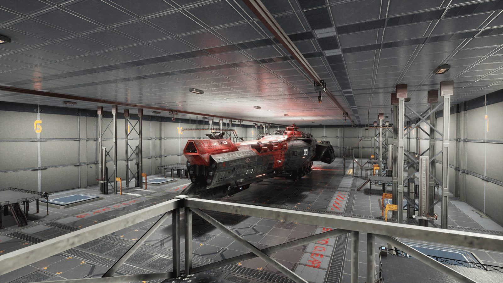 Spaceship Hangar virtual production standing set — angle 3 on the L.A. & ABQ Castle Studios stage