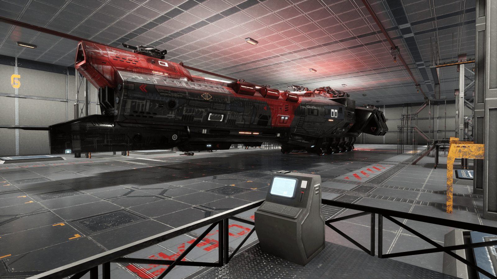 Spaceship Hangar virtual production standing set — angle 4 on the L.A. & ABQ Castle Studios stage