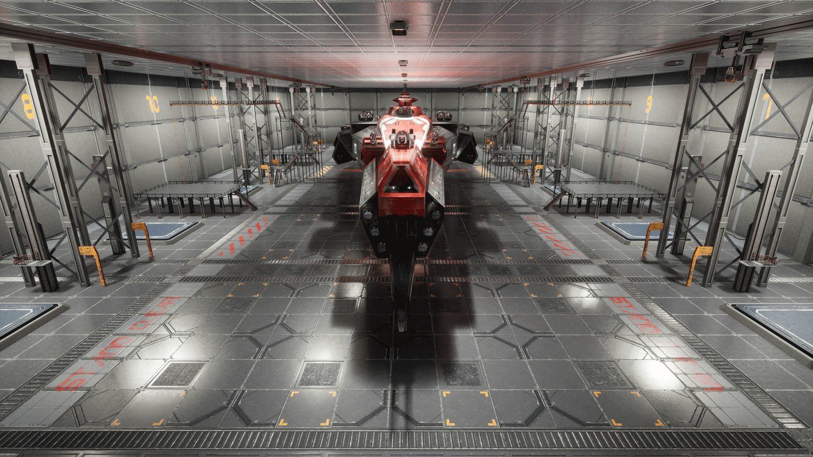 Spaceship Hangar virtual production standing set — angle 5 on the L.A. & ABQ Castle Studios stage