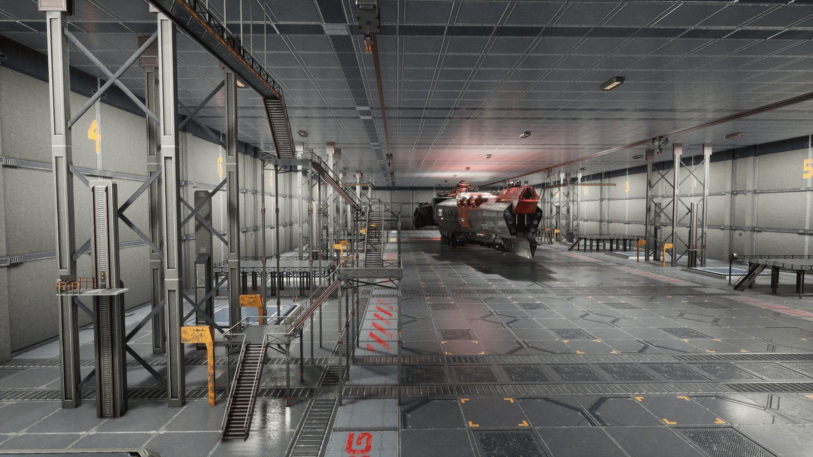 Spaceship Hangar virtual production standing set — angle 6 on the L.A. & ABQ Castle Studios stage