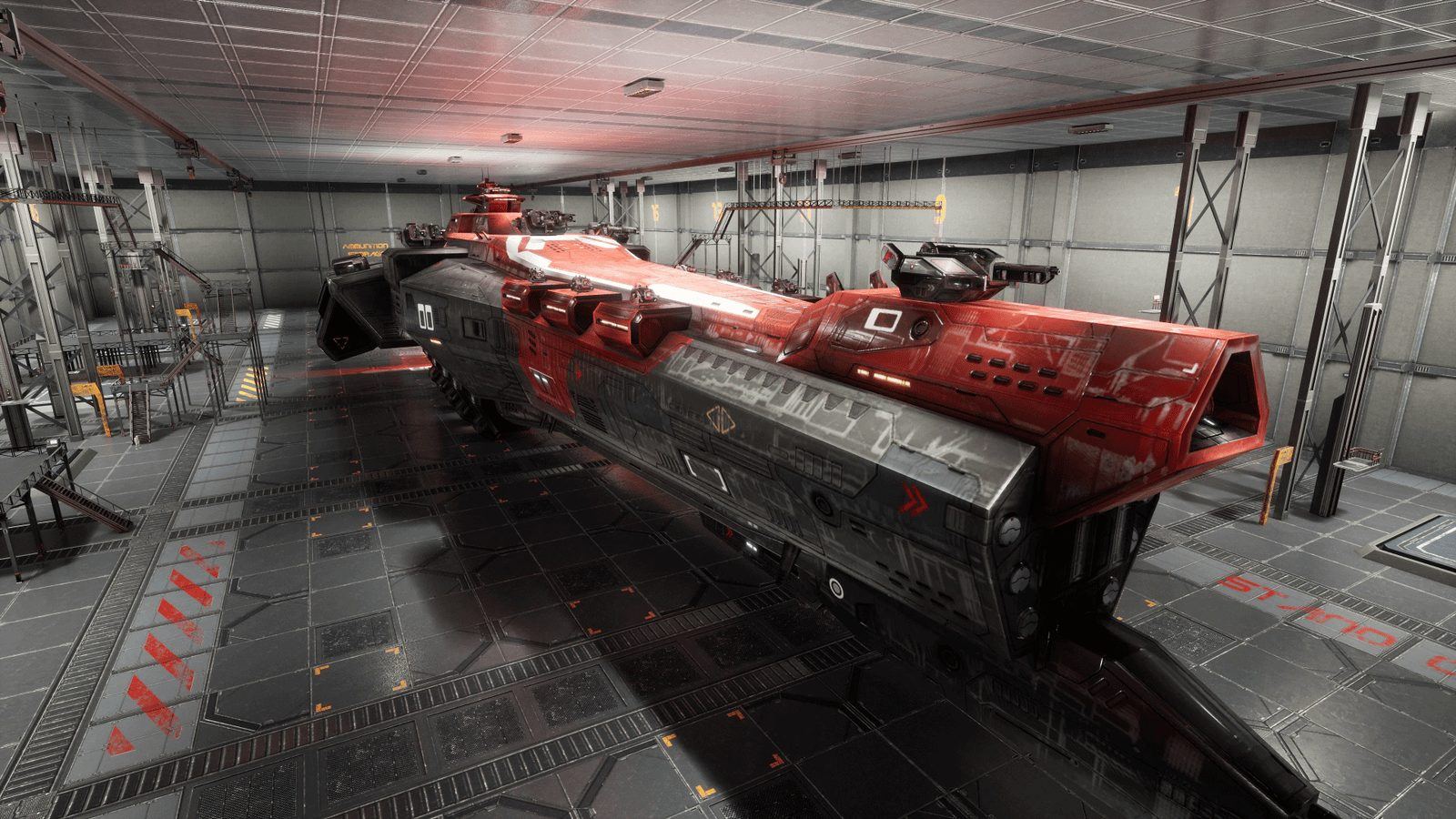 Spaceship Hangar virtual production standing set — angle 7 on the L.A. & ABQ Castle Studios stage
