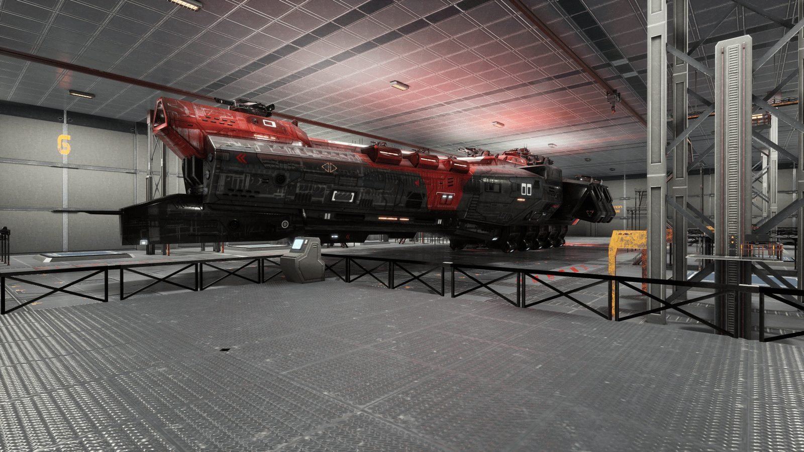 Spaceship Hangar virtual production standing set — angle 9 on the L.A. & ABQ Castle Studios stage