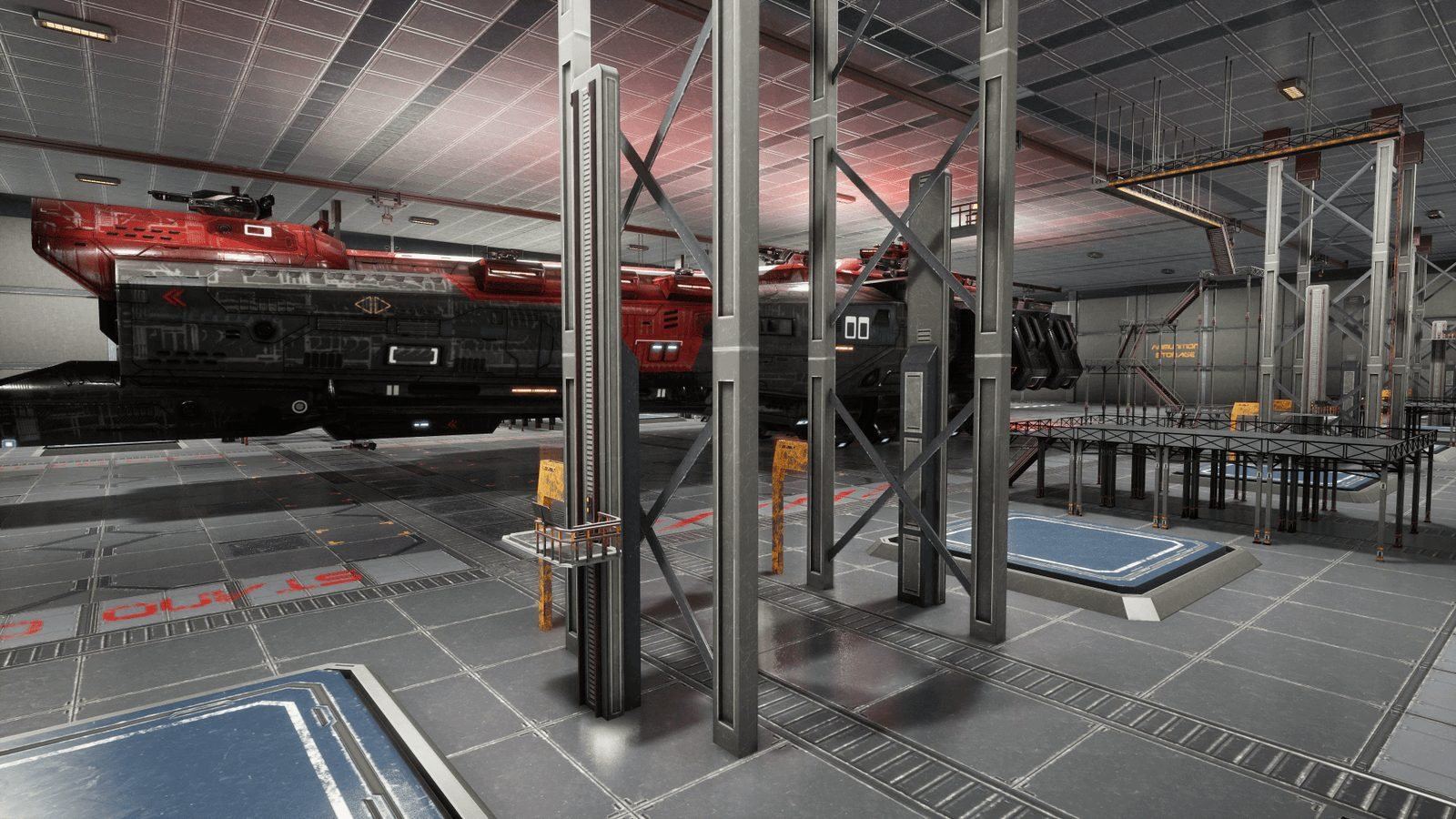 Spaceship Hangar virtual production standing set — angle 10 on the L.A. & ABQ Castle Studios stage