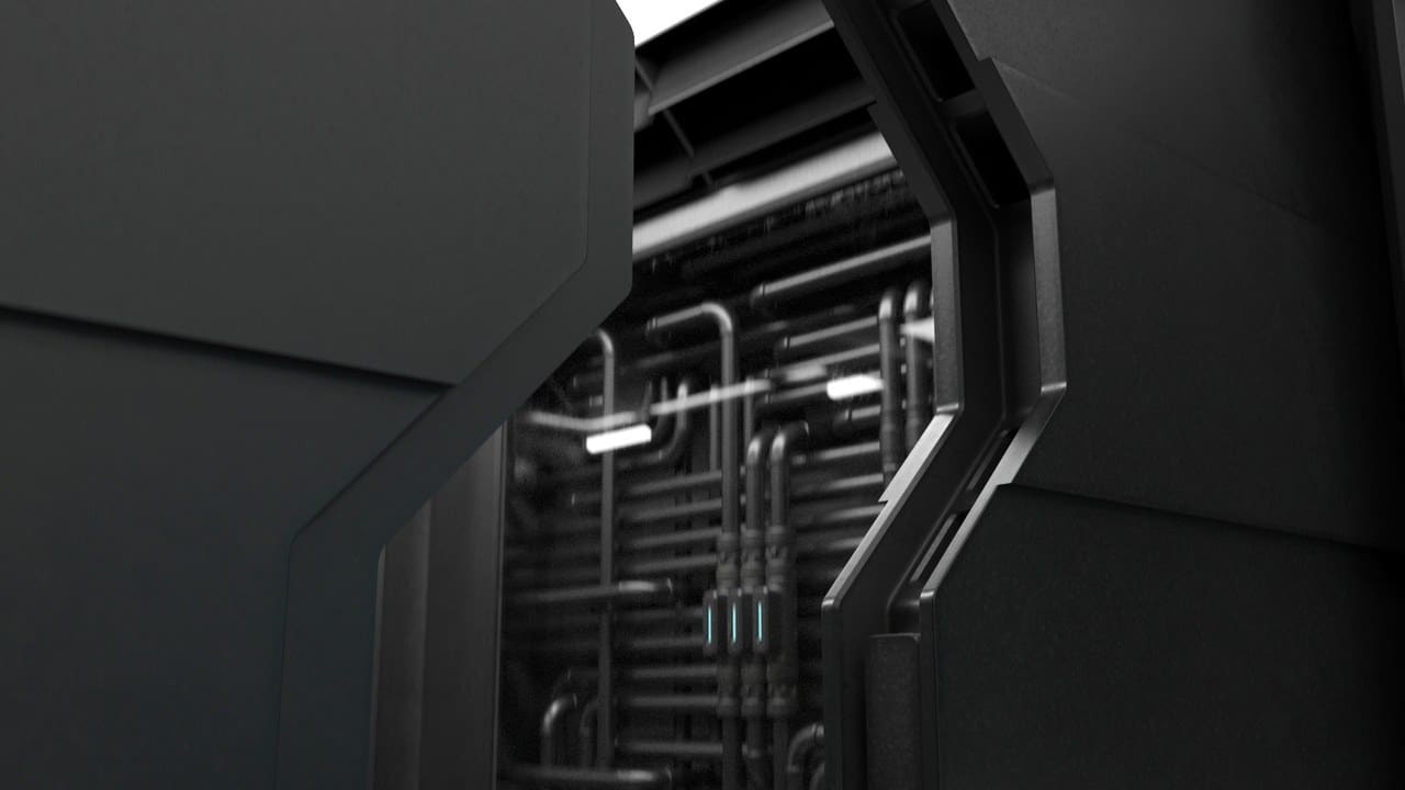 Spaceship Reactor Room virtual production standing set — angle 15 on the L.A. & ABQ Castle Studios stage
