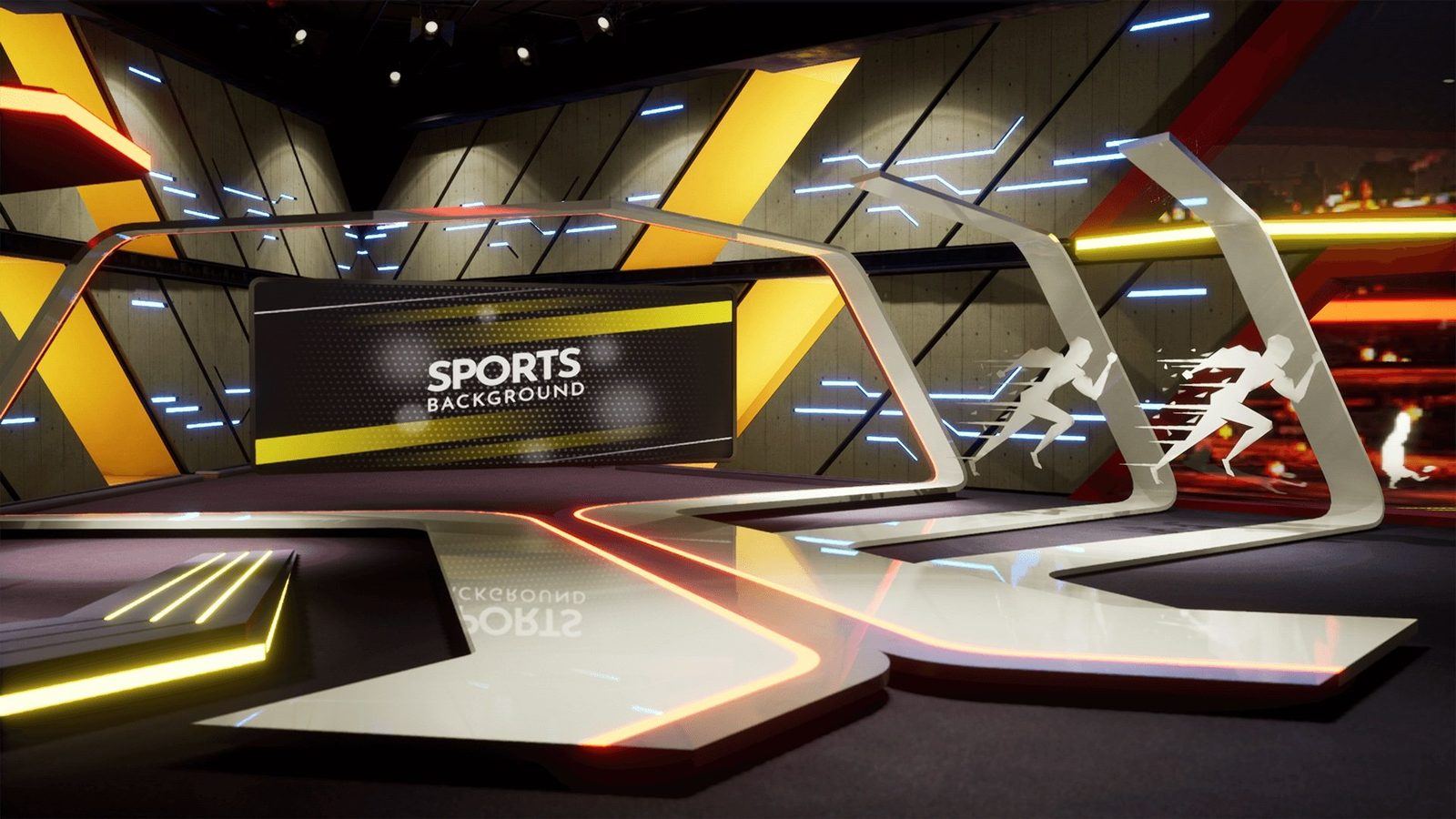 Sports Talk Show virtual production standing set — angle 4 on the L.A. & ABQ Castle Studios stage