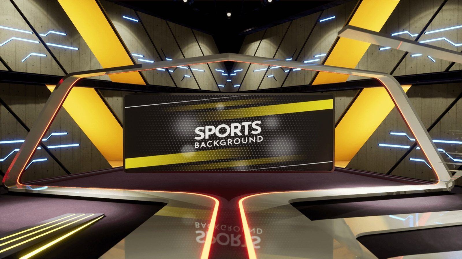 Sports Talk Show virtual production standing set — angle 5 on the L.A. & ABQ Castle Studios stage