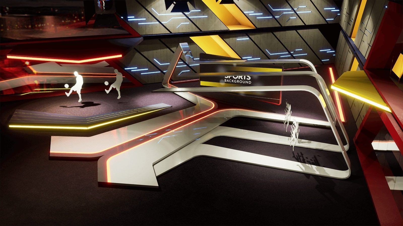 Sports Talk Show virtual production standing set — angle 6 on the L.A. & ABQ Castle Studios stage