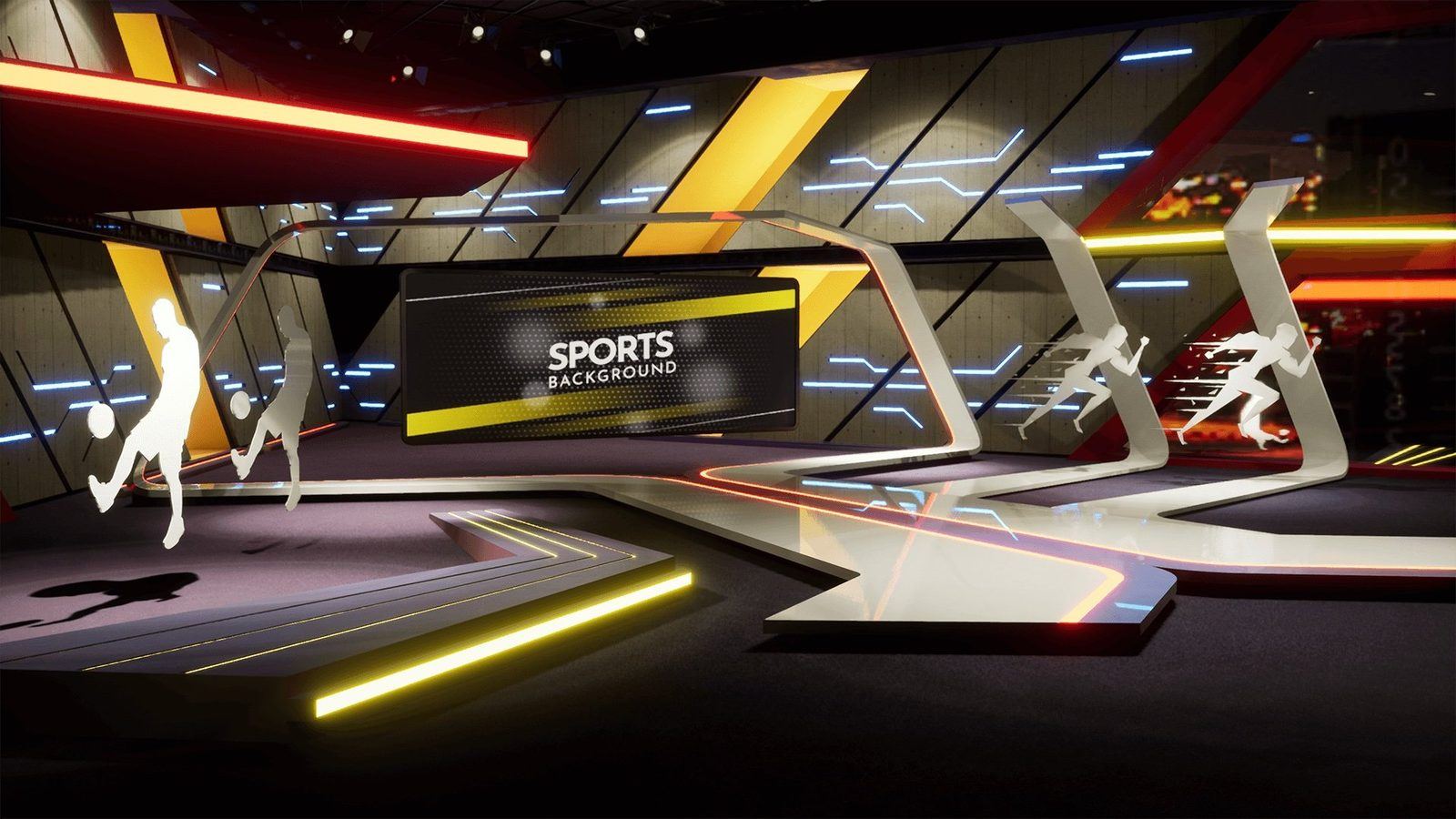 Sports Talk Show virtual production standing set — angle 8 on the L.A. & ABQ Castle Studios stage