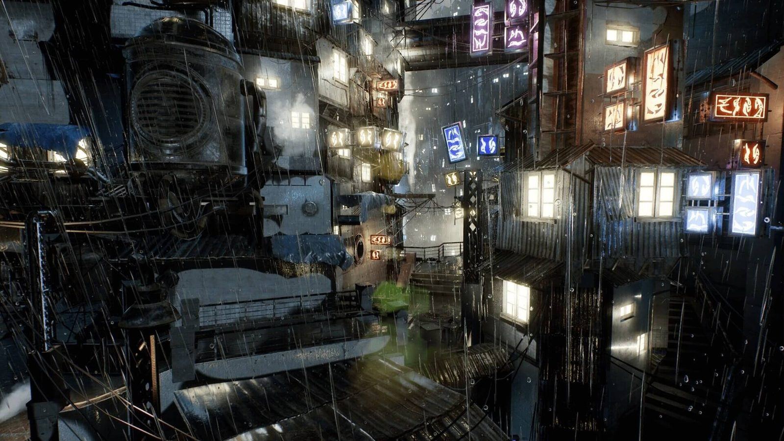 Steampunk City virtual production standing set — angle 2 on the L.A. & ABQ Castle Studios stage