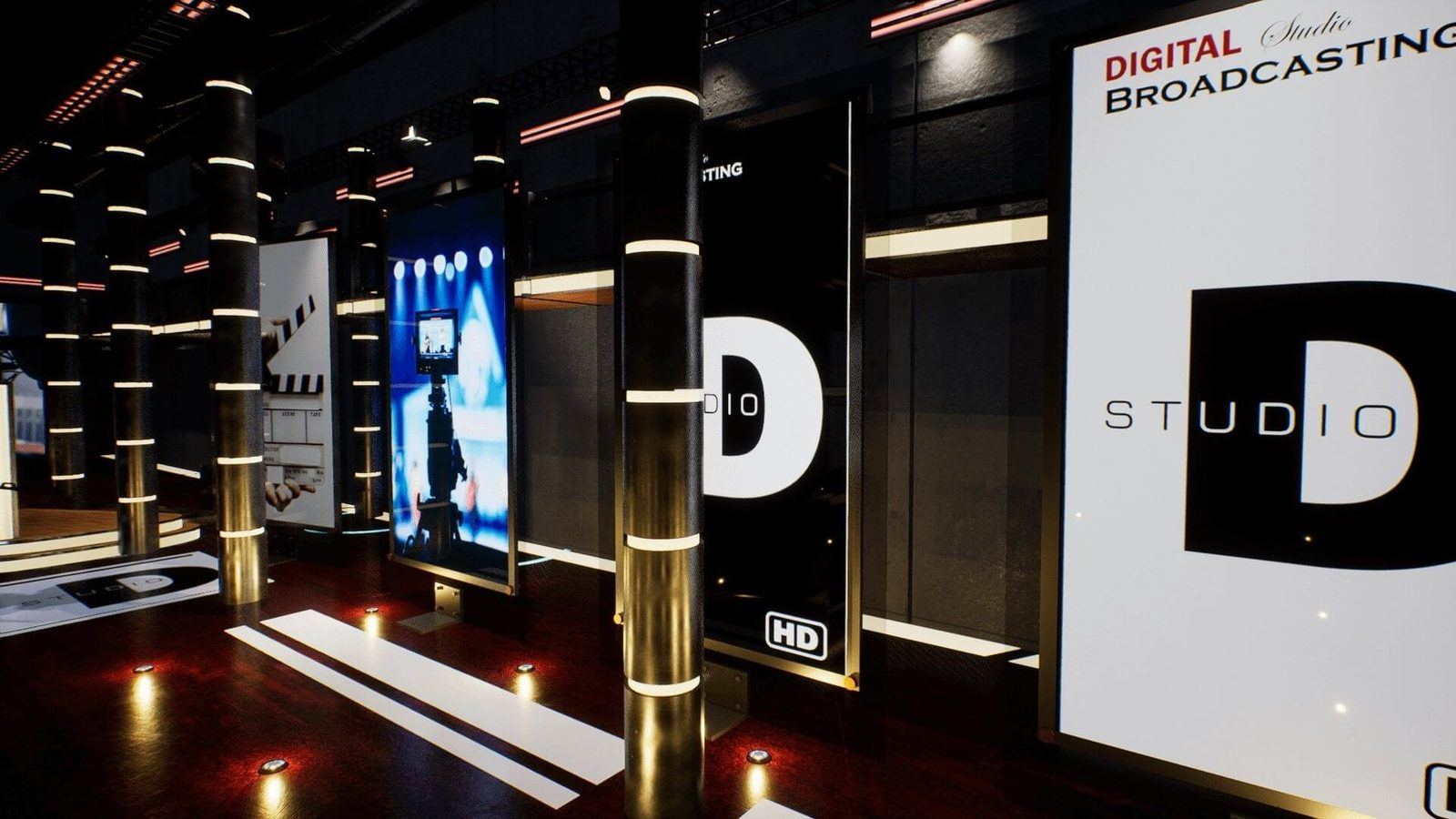 Studio D News virtual production standing set — angle 5 on the L.A. & ABQ Castle Studios stage