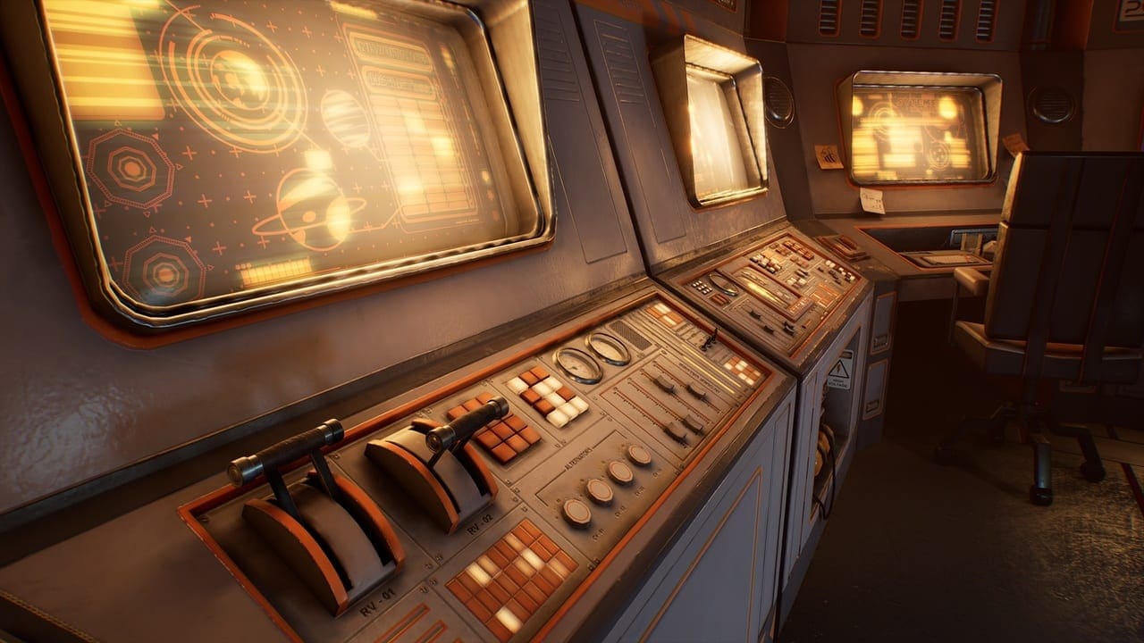 Stylized Sci-Fi Lab virtual production standing set — angle 3 on the L.A. & ABQ Castle Studios stage