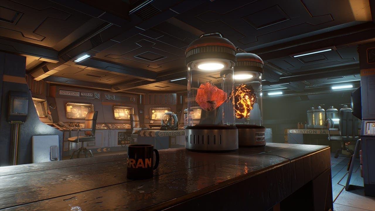 Stylized Sci-Fi Lab virtual production standing set — angle 4 on the L.A. & ABQ Castle Studios stage