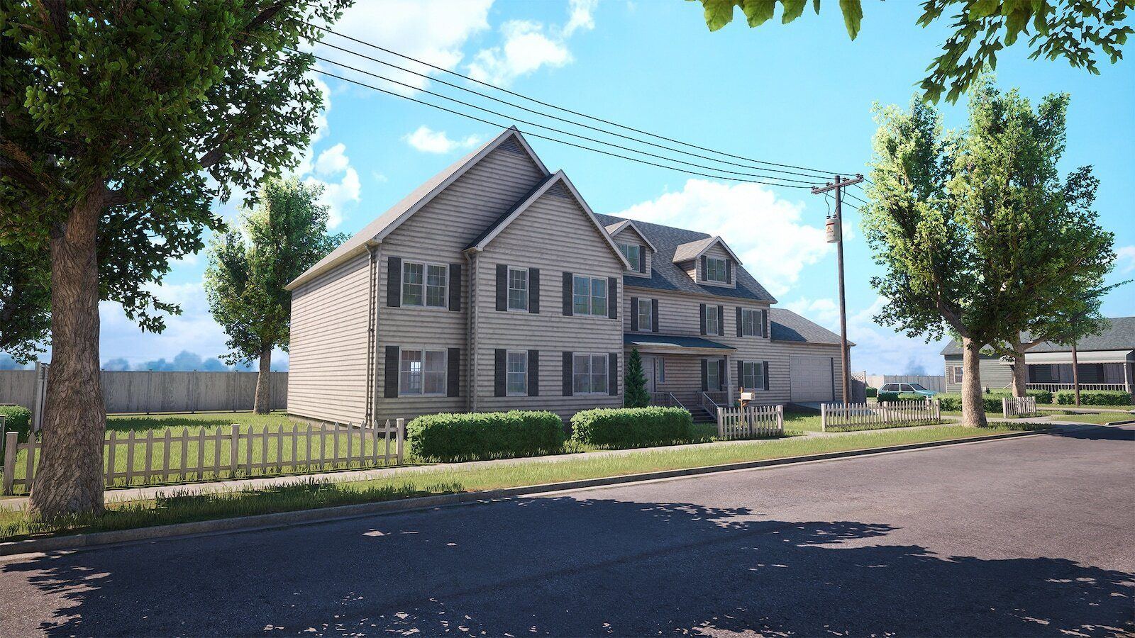 Suburban Neighborhood 2 virtual production standing set — angle 3 on the L.A. & ABQ Castle Studios stage