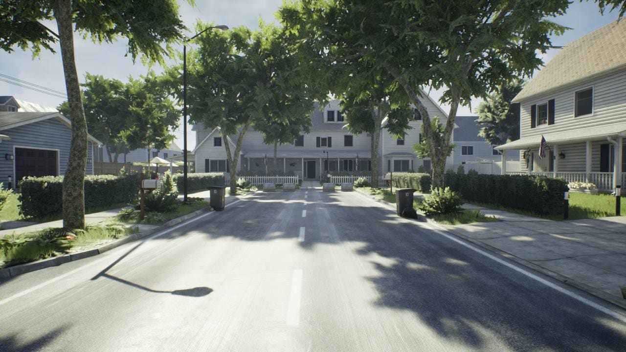 Suburban Street virtual production standing set — angle 2 on the L.A. & ABQ Castle Studios stage