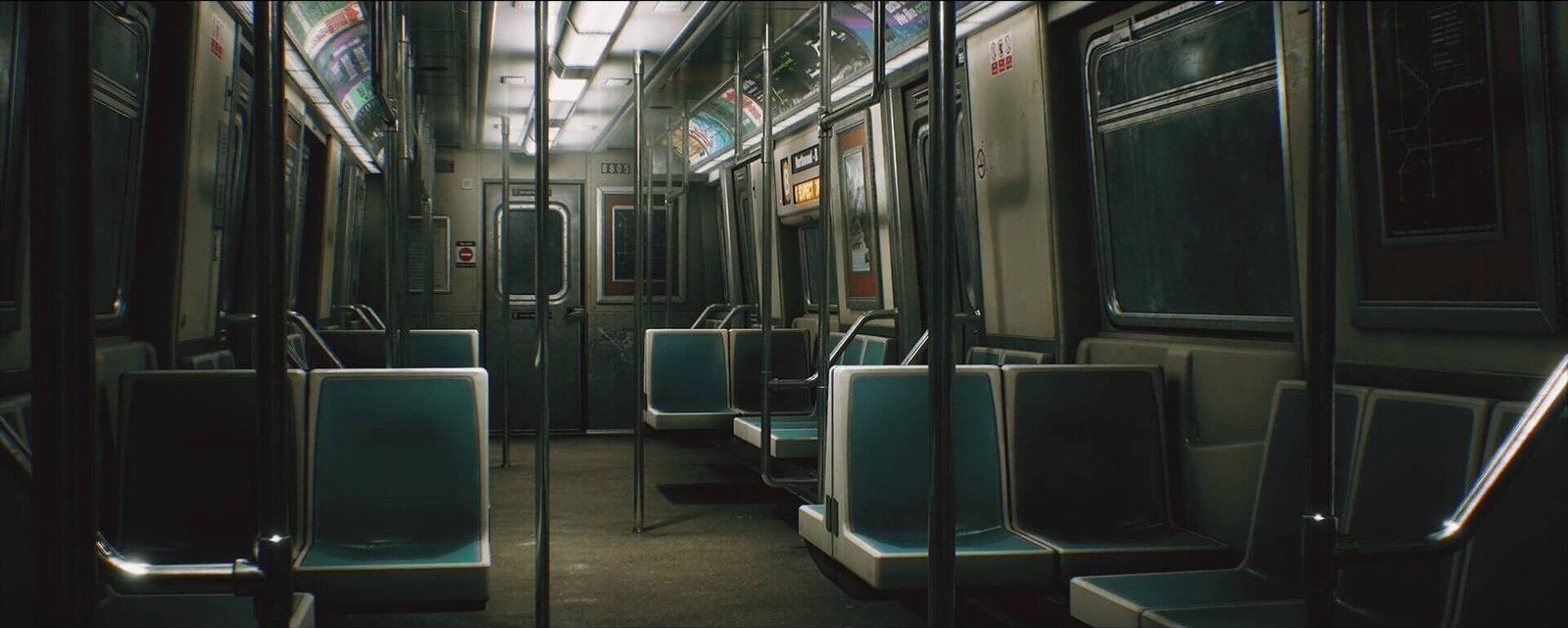 Subway Train virtual production standing set — angle 9 on the L.A. & ABQ Castle Studios stage