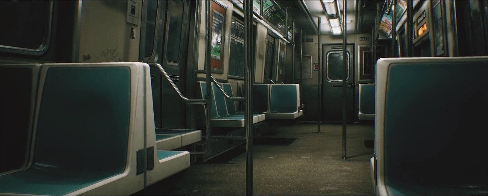 Subway Train virtual production standing set — angle 10 on the L.A. & ABQ Castle Studios stage