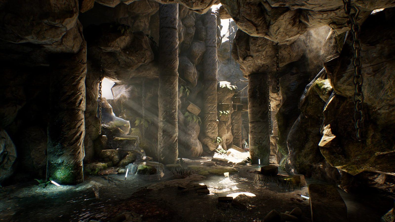 Underground Cave virtual production standing set — angle 4 on the L.A. & ABQ Castle Studios stage