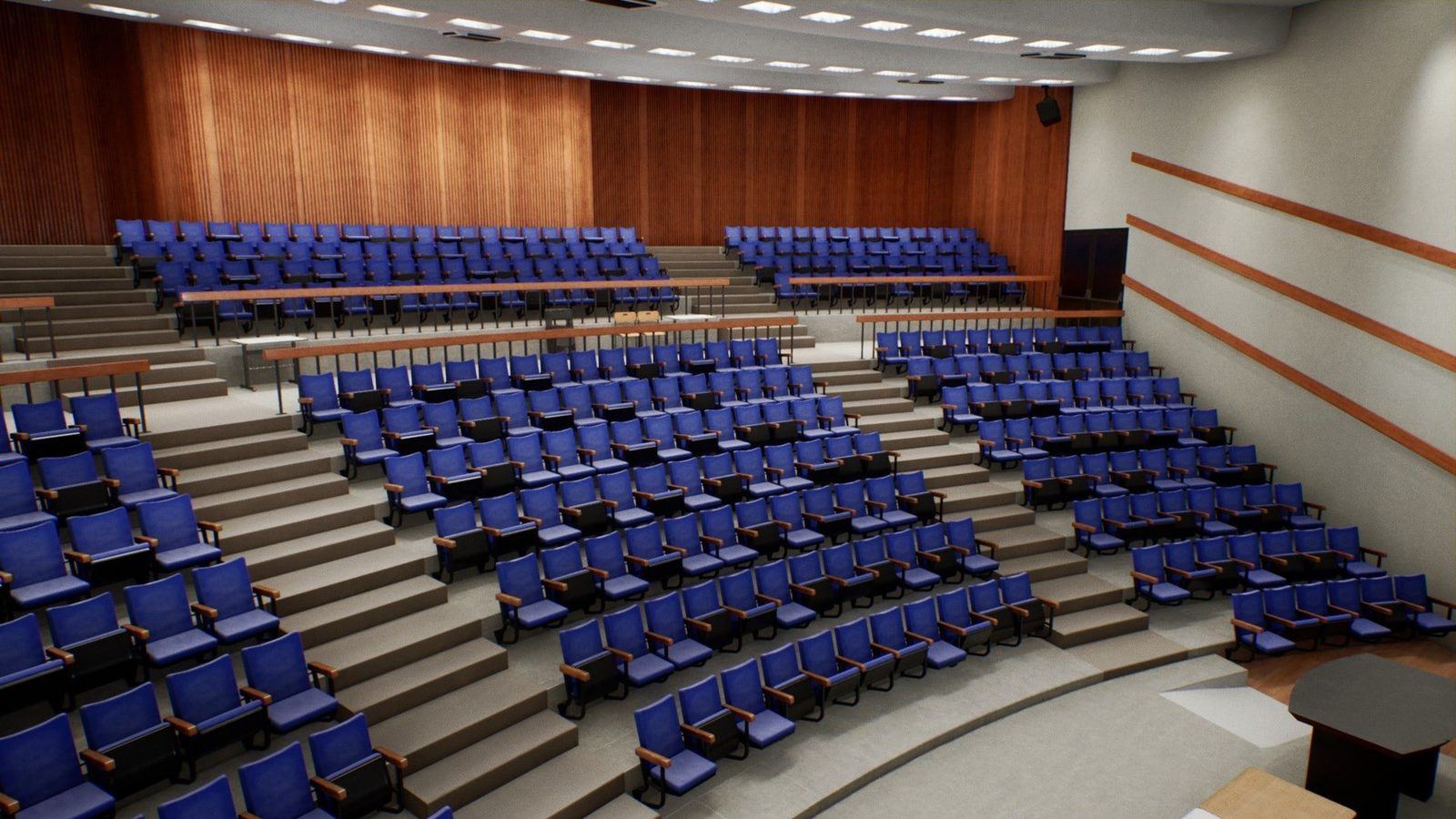 University Classroom virtual production standing set — angle 3 on the L.A. & ABQ Castle Studios stage