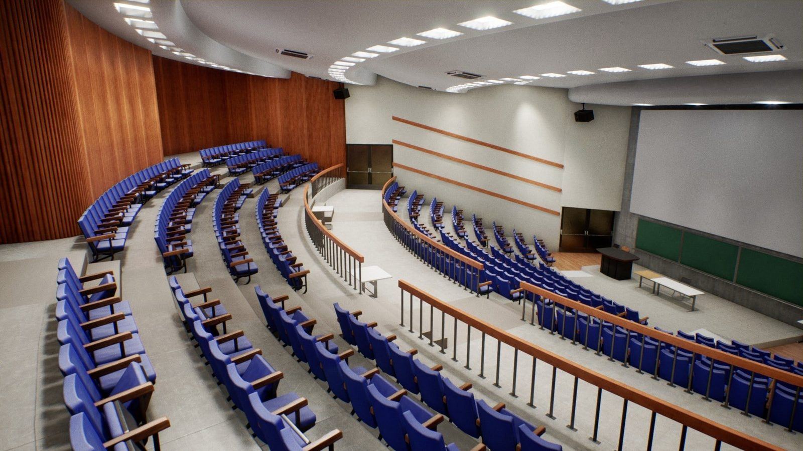 University Classroom virtual production standing set — angle 6 on the L.A. & ABQ Castle Studios stage