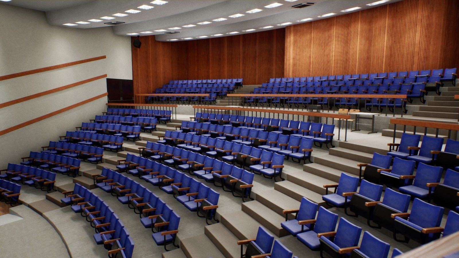 University Classroom virtual production standing set — angle 8 on the L.A. & ABQ Castle Studios stage