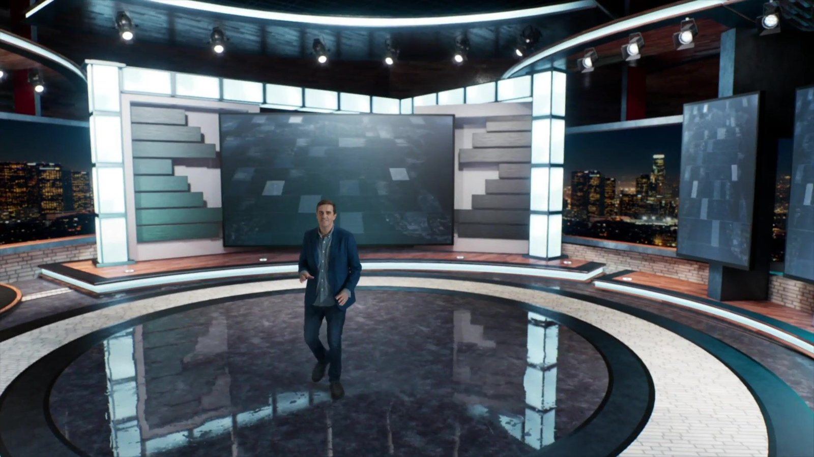 Upscale Talk Show & News Sets virtual production standing set — angle 4 on the L.A. & ABQ Castle Studios stage
