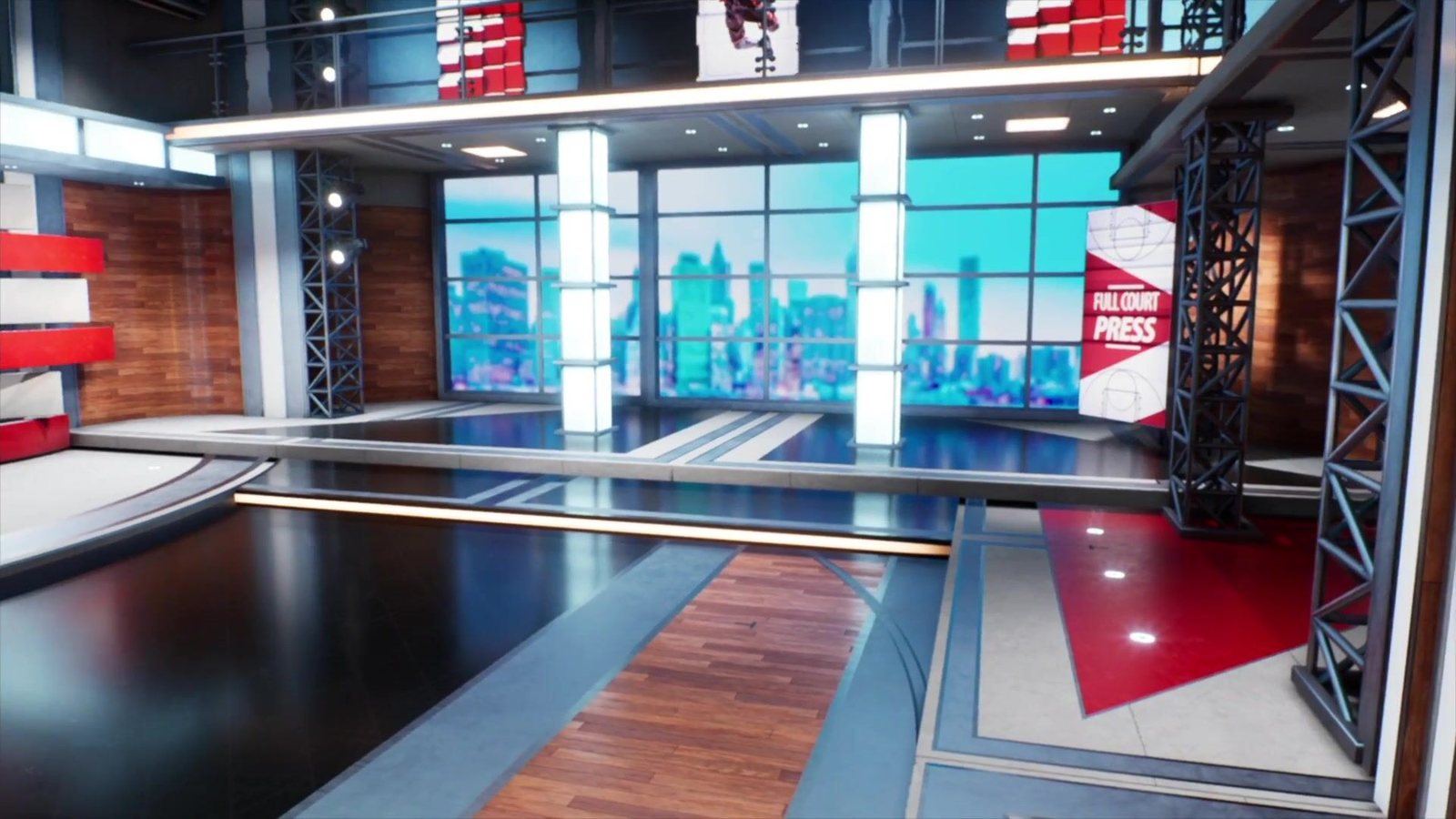 Upscale Talk Show & News Sets virtual production standing set — angle 7 on the L.A. & ABQ Castle Studios stage