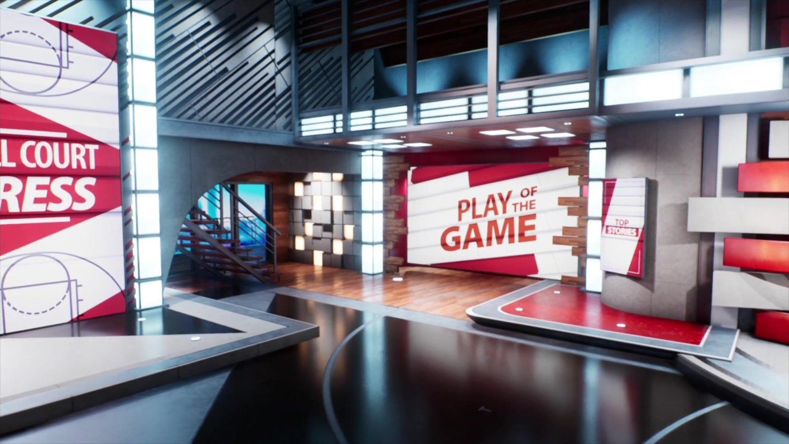 Upscale Talk Show & News Sets virtual production standing set — angle 8 on the L.A. & ABQ Castle Studios stage