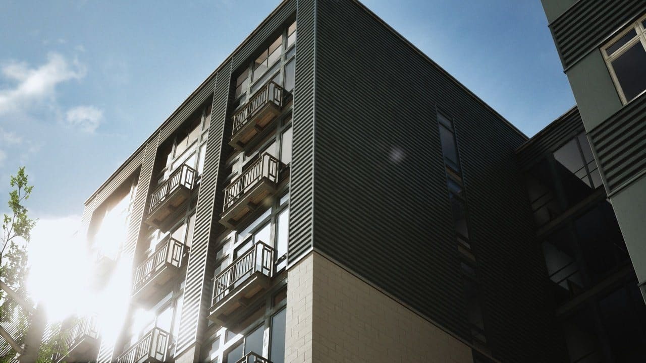 Urban Mid-rise virtual production standing set — angle 12 on the L.A. & ABQ Castle Studios stage
