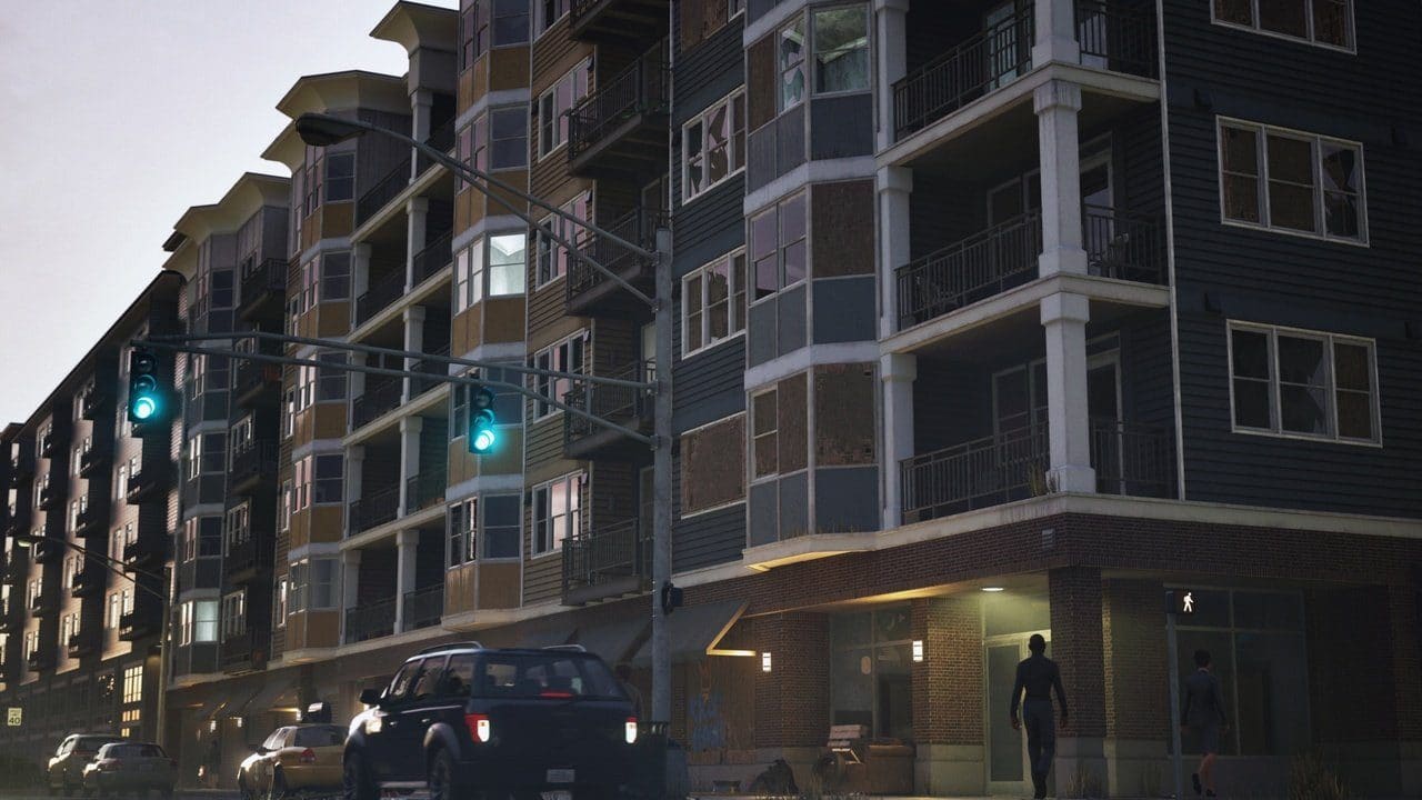 Urban Mid-rise virtual production standing set — angle 8 on the L.A. & ABQ Castle Studios stage