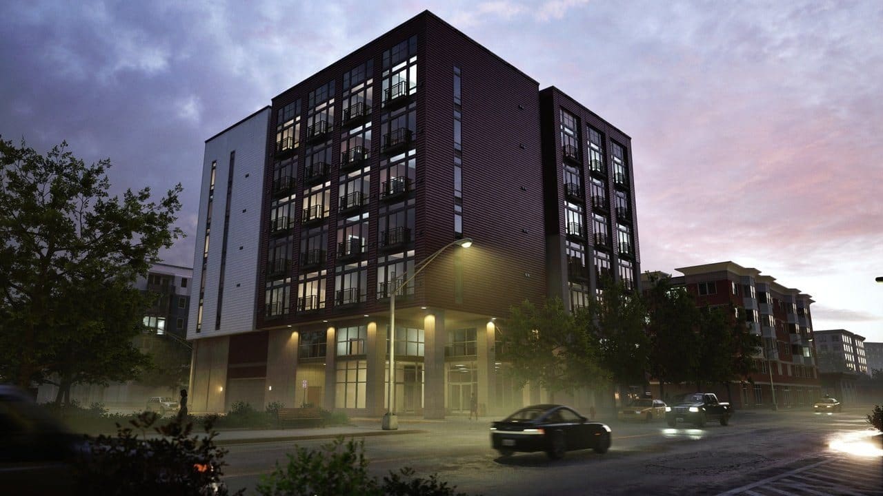 Urban Mid-rise virtual production standing set — angle 9 on the L.A. & ABQ Castle Studios stage