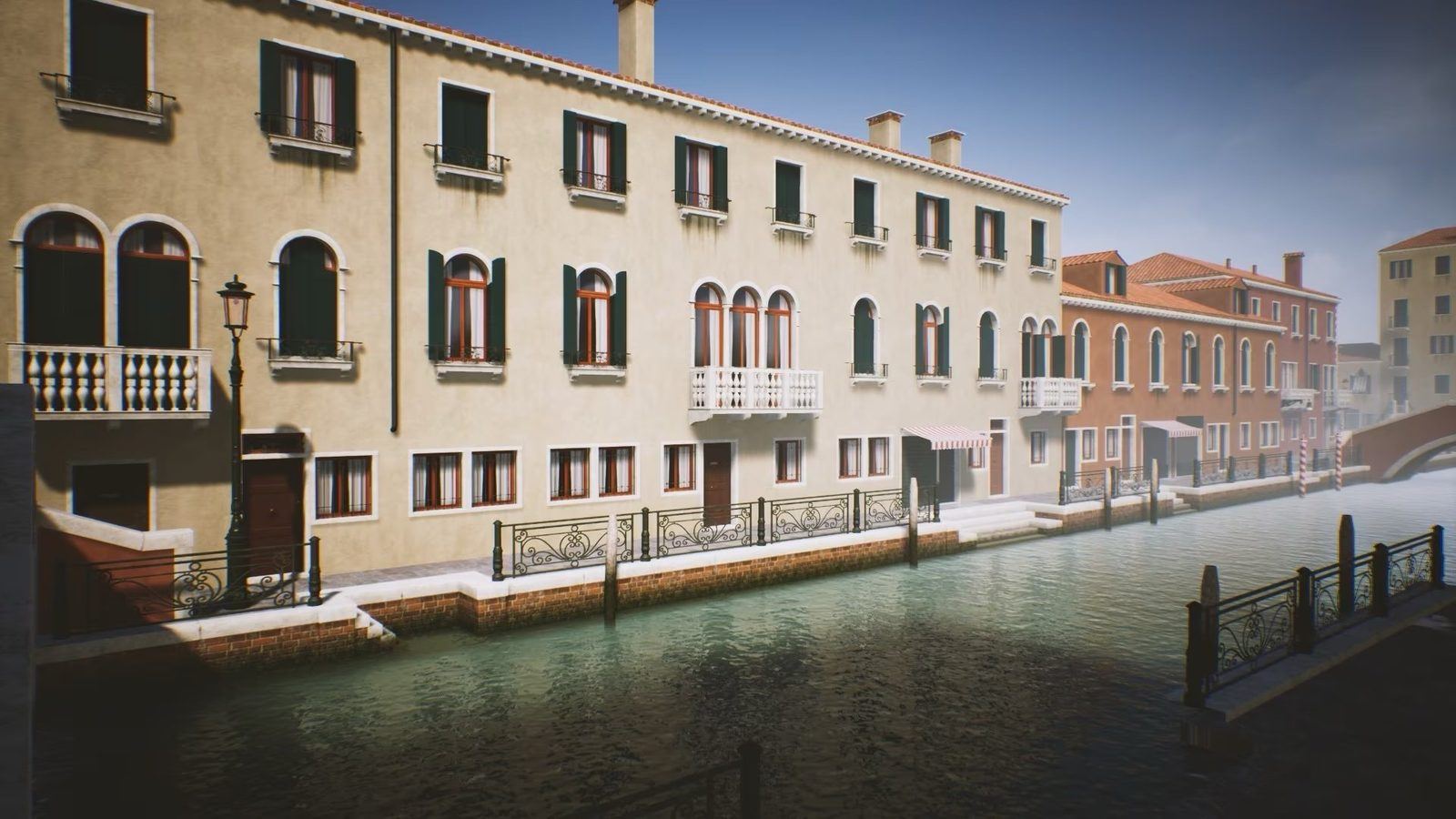 Venice, Italy virtual production standing set — angle 6 on the L.A. & ABQ Castle Studios stage
