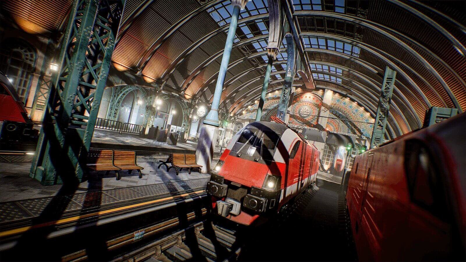 Victorian Railroad Terminal virtual production standing set — angle 2 on the L.A. & ABQ Castle Studios stage
