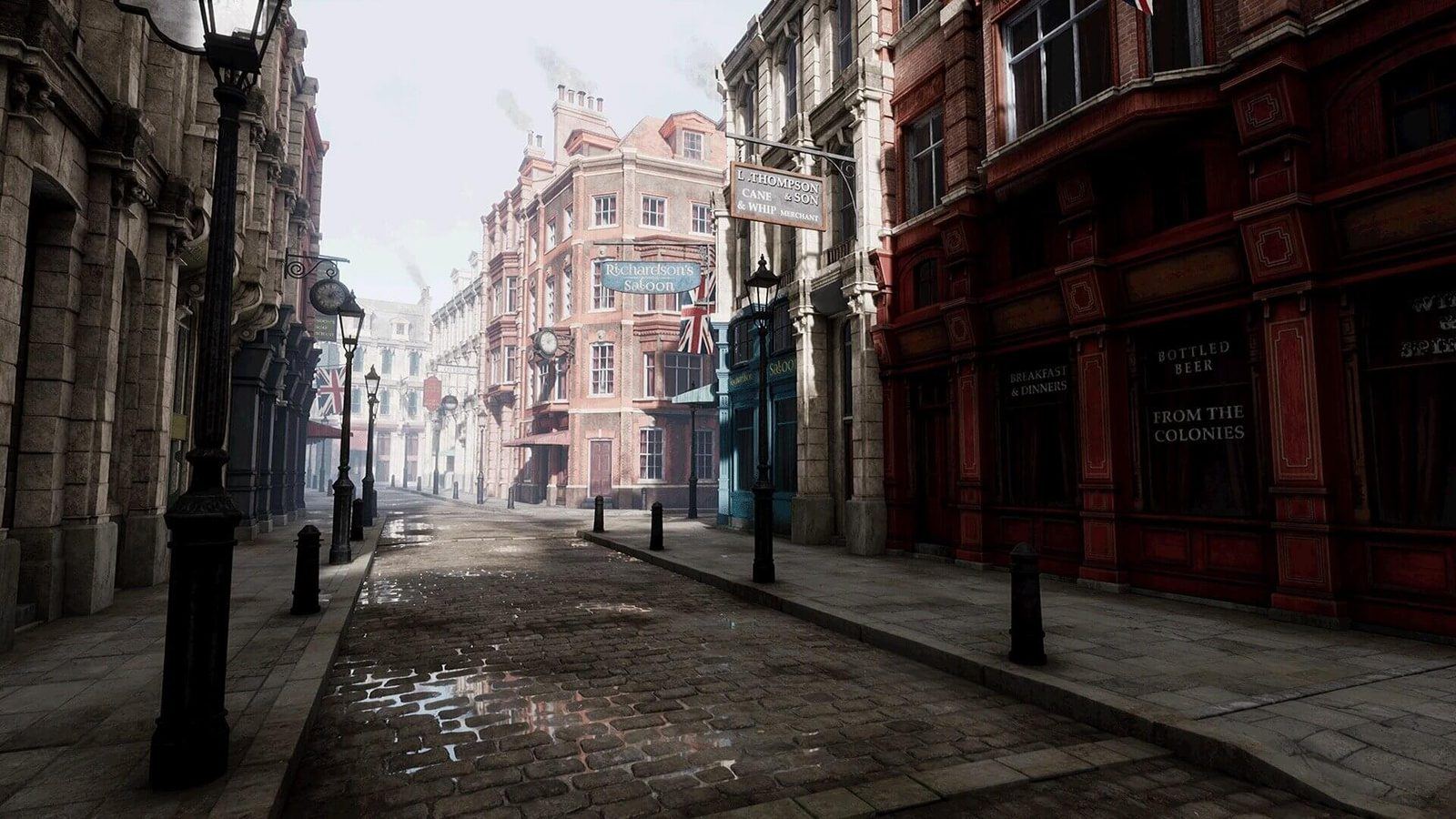 Victorian Street virtual production standing set — angle 6 on the L.A. & ABQ Castle Studios stage