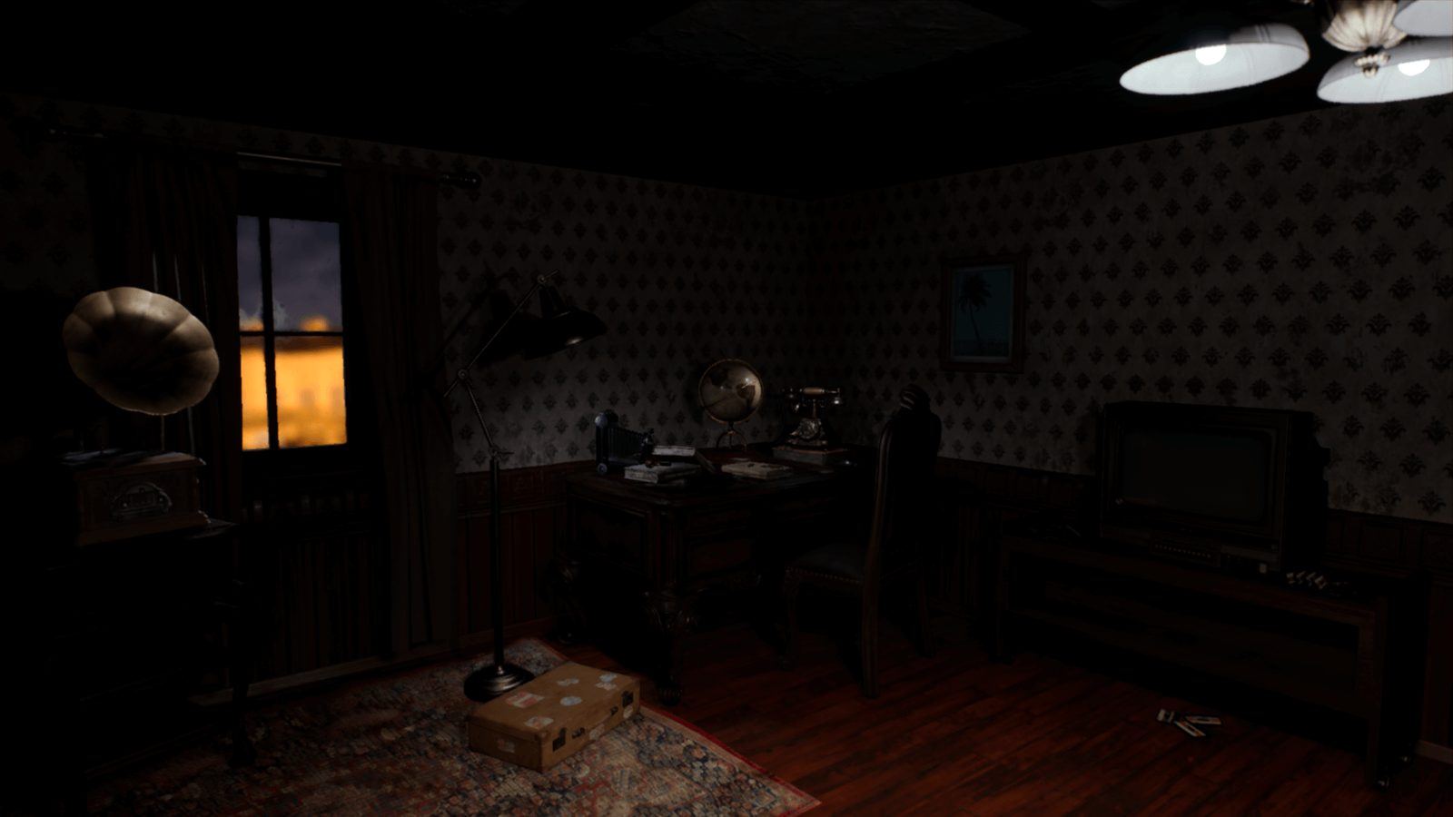 Vintage Room virtual production standing set — angle 2 on the L.A. & ABQ Castle Studios stage