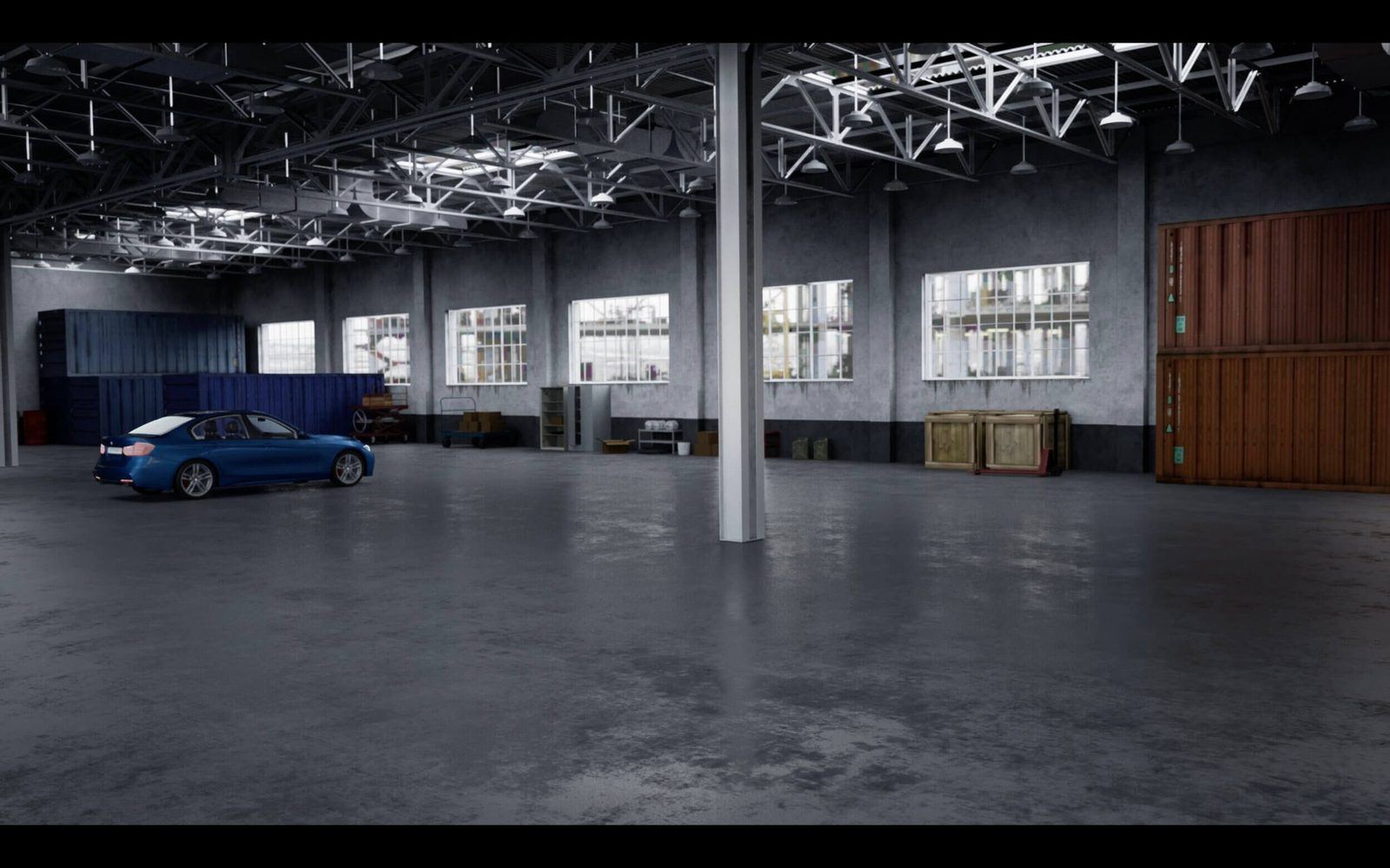 Warehouse virtual production standing set — angle 2 on the L.A. & ABQ Castle Studios stage