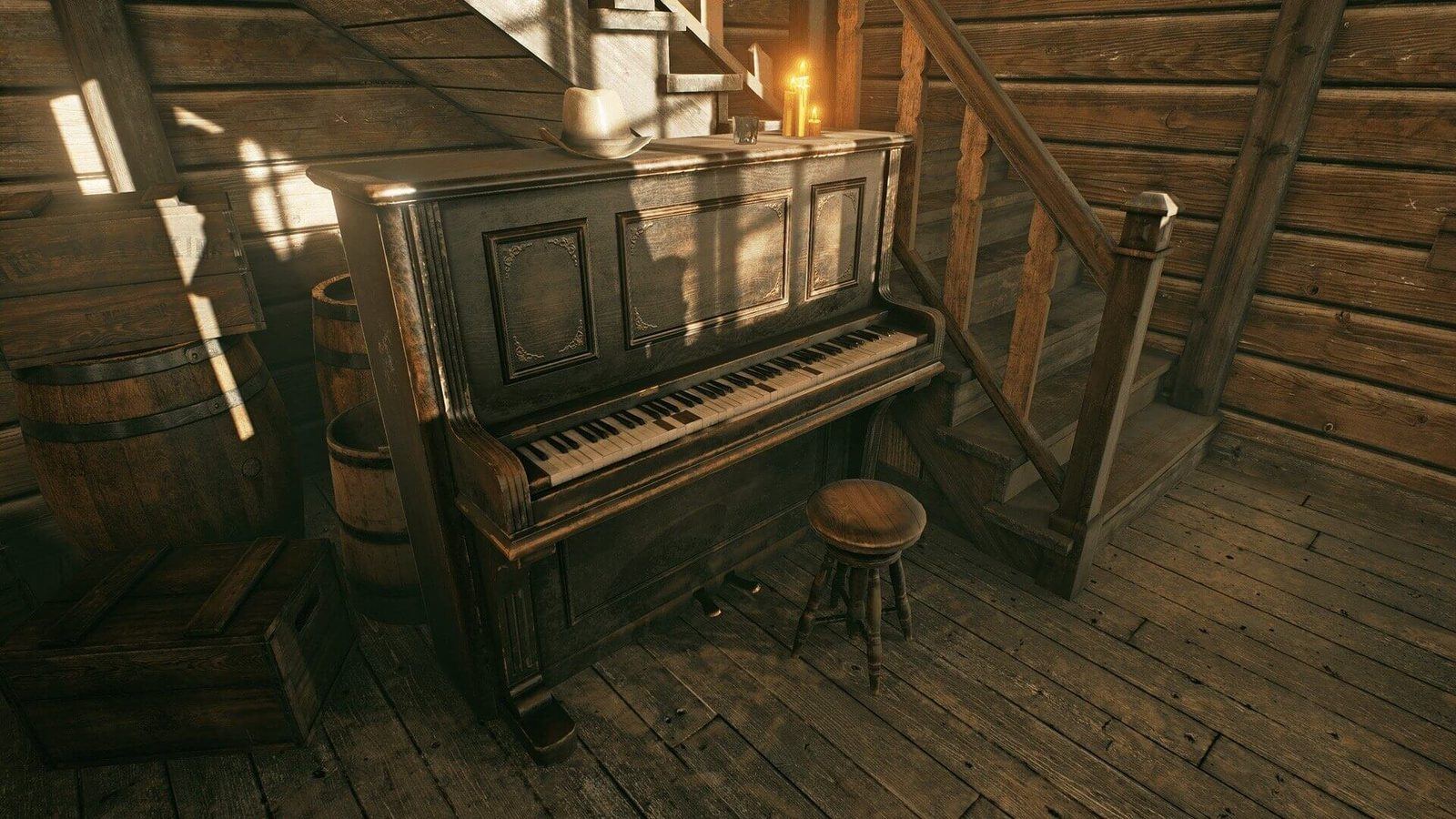 Western Saloon virtual production standing set — angle 2 on the L.A. & ABQ Castle Studios stage