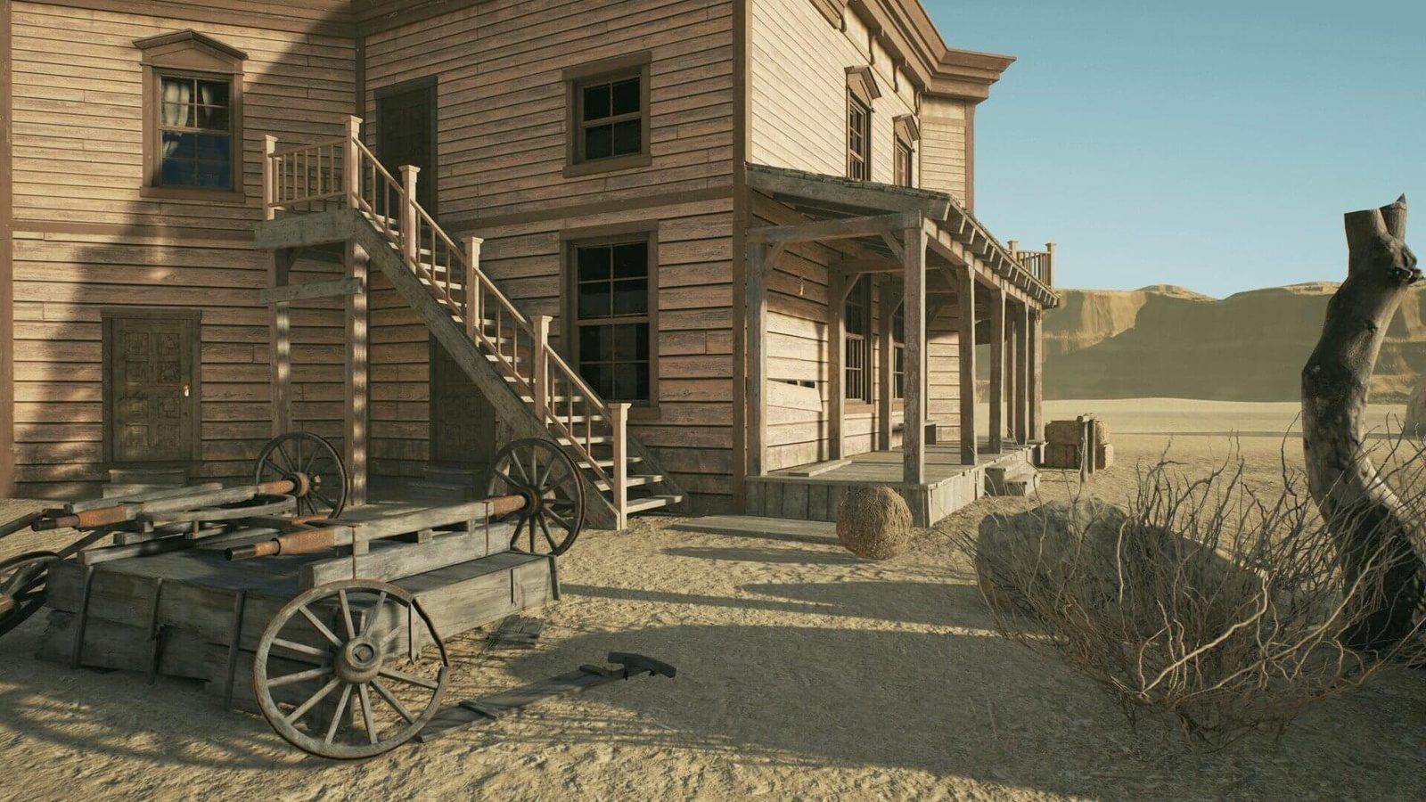 Western Saloon virtual production standing set — angle 3 on the L.A. & ABQ Castle Studios stage