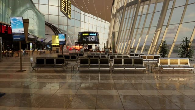 Airport Set — Terminal walkthrough, shot at L.A. & ABQ Castle Studios